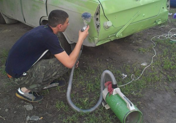 Тестирование самодельного краскопульта