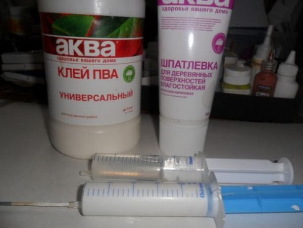 Приготовление клея из шпатлевки и ПВА